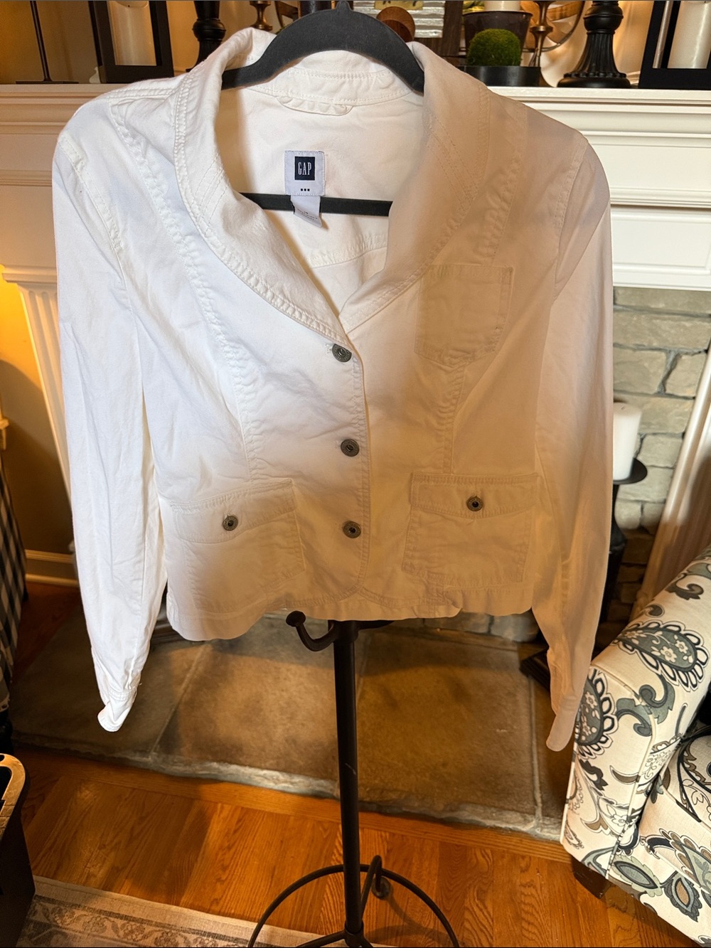 GAP White Button-Front Blazer Jacket